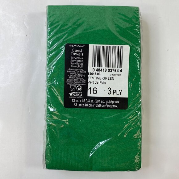 Amscan Holiday Tree 2-Pack 8 Cups 9oz Festive Green Guest Towels Set - Picture 3 of 9